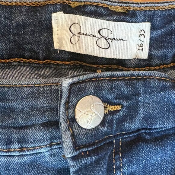 Jessica Simpson High Rise Forever Rolled Ankle stretch Jeans Size 16/33 Actual 3 - Picture 2 of 7